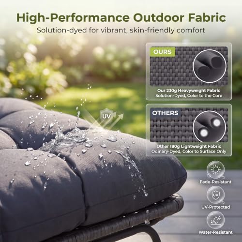 RADIATA Wicker Ottomans Set of 2 Outdoor Chair Footstool Cushion Gray - Image 5