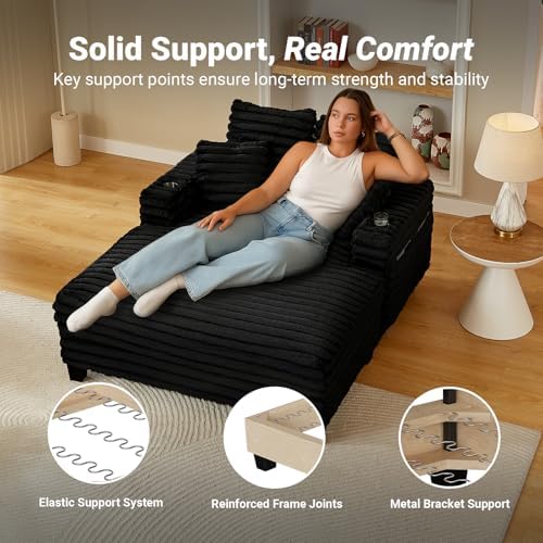 Amsleekey 64"D Oversized Chaise Lounge Chair - Image 5