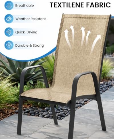 Patio Chairs Set of 4, Outdoor Dining Chairs - Image 4