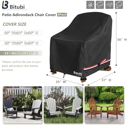 Bitubi Waterproof 4 Pack Patio Adirondack Chair Cover - Image 2