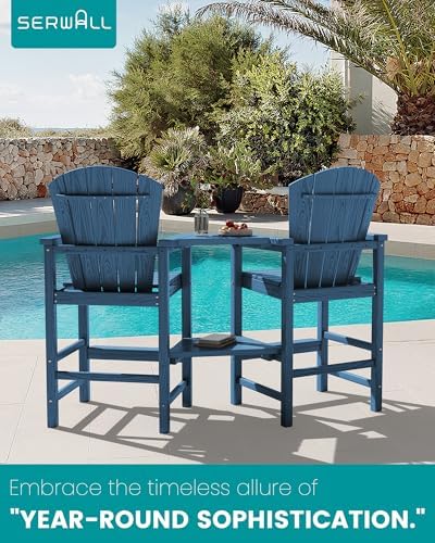 SERWALL Tall Adirondack Chairs Set of 4, HDPE Bar Height Outdoor Chairs - Image 6