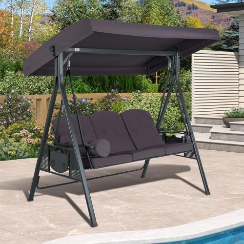 PURPLE LEAF Patio Swing 3-Seat by PURPLELEAF