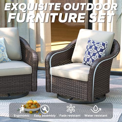 5 Piece Patio Furniture Set, Wicker Outdoor Conversation Set - Image 5