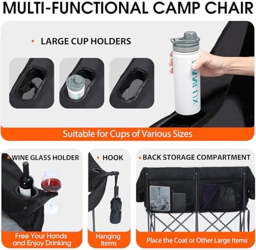 Heated Double Camping Chair Oversized Camp Loveseat - Image 7