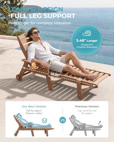 Ciokea Outdoor Chaise Lounge Chair, HDPE Patio Lounge Chair - Image 4