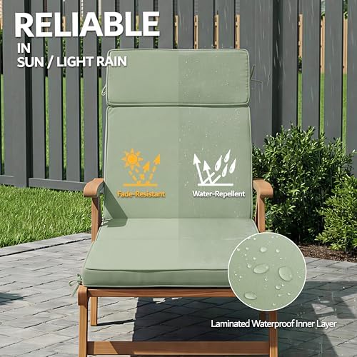 72 x 21 Inch Outdoor Chaise Lounge Cushions Set of 2 - Image 4