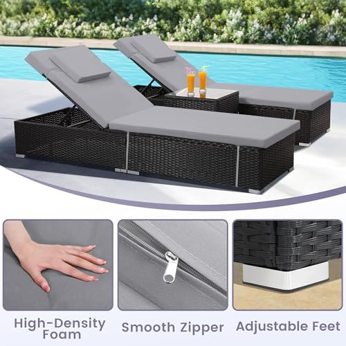 Murago Outdoor Chaise Lounge, Pool Lounge Chairs Set - Image 3
