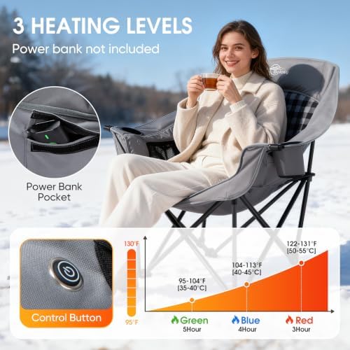 2 Pack Oversized Heated Camping Chairs - Image 4