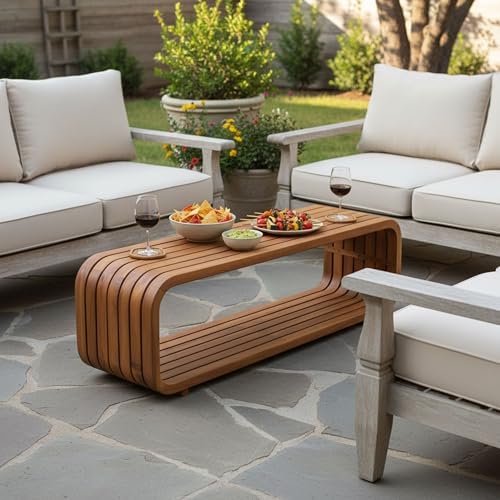 Merax Outdoor Acacia Wood Rectangular Coffee Table by Merax