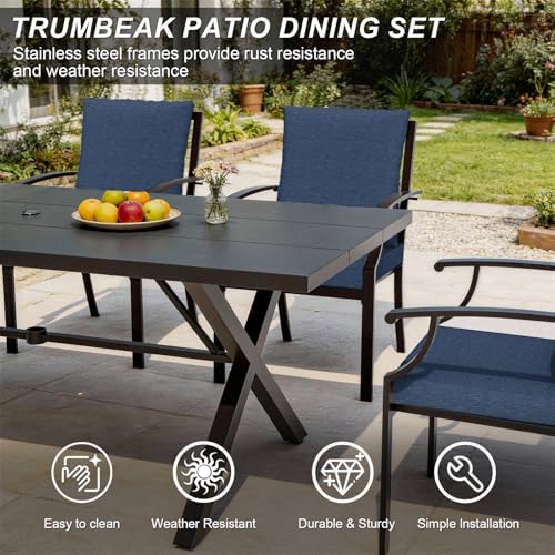 10 Pieces Patio Dining Set, Metal Outdoor Furniture Set Includes 13.6FT Grey - Image 5