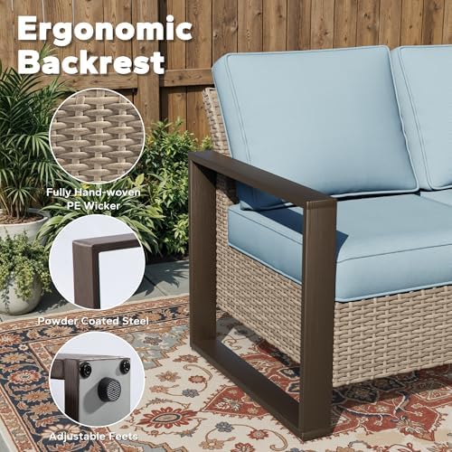 Outdoor Patio Wicker Sofa, 3-Seater Rattan Sofa - Image 3