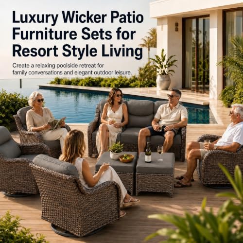 7 Pieces Wicker Patio Furniture Set - Image 7