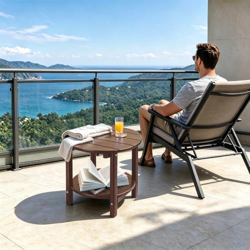 Round Adirondack Side Table Double End Table, Outdoor Side Tables - Image 7