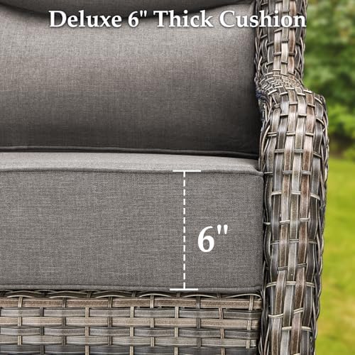 Luxury Outdoor Patio Furniture Set-Wicker High Backrest 3-Seat Patio Sofa - Image 4