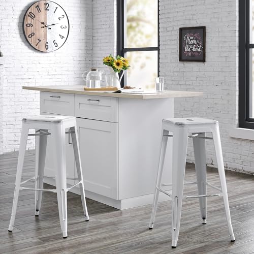 AC Pacific 24” Metal Backless Barstool Set of 2 – Country Rustic Style - Image 2