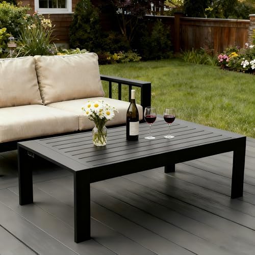 Outdoor Rectangle Patio Aluminum Coffee Tables - Image 2