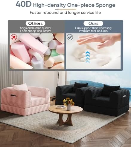 Versatile 2 in 1 Boneless Armchair Chaise Lounge Chair Indoor, Convertible - Image 6