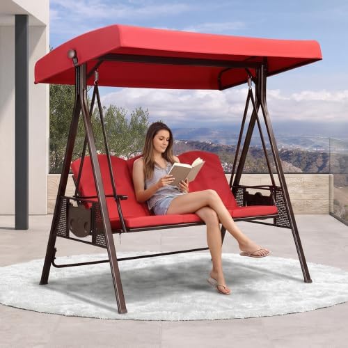 PURPLE LEAF Porch Swing 3-Seat by PURPLELEAF