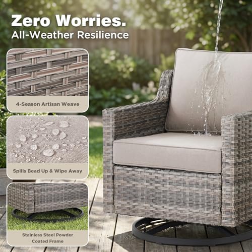 Patio Wicker Swivel Rocker Patio Chairs - Image 4