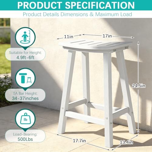 Outdoor Bar Stools, HDPE Counter Height Chairs - Image 3