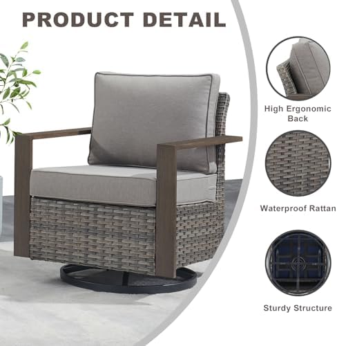 4 Pieces Outdoor Wicker Swivel Rocker Chairs - Image 2