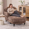 59.8" Chenille Chaise Lounge Chair Indoor Oversized Reading Chair by ZXDesign
