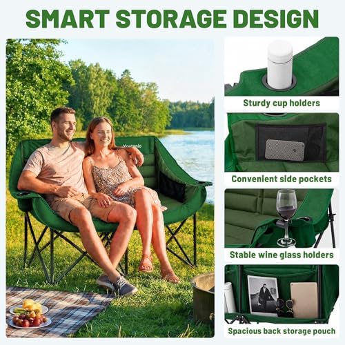 Oversized Double Camping Chair, Folding Loveseat Camping Couch - Image 6