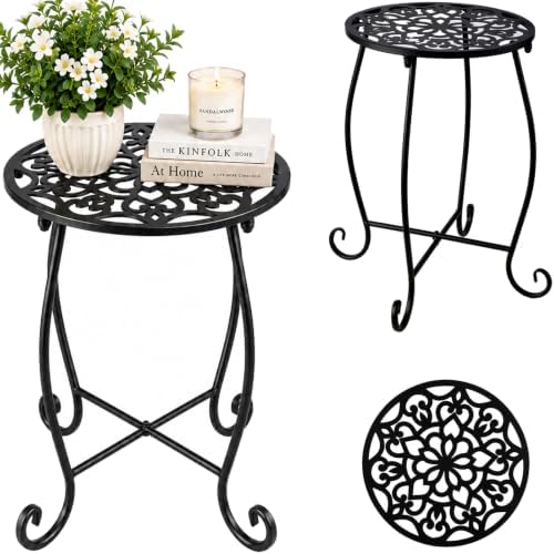 1-Pack Small Metal Plants Stand Indoor Outdoor 10-Inch Round Mini Side Table by Unknown