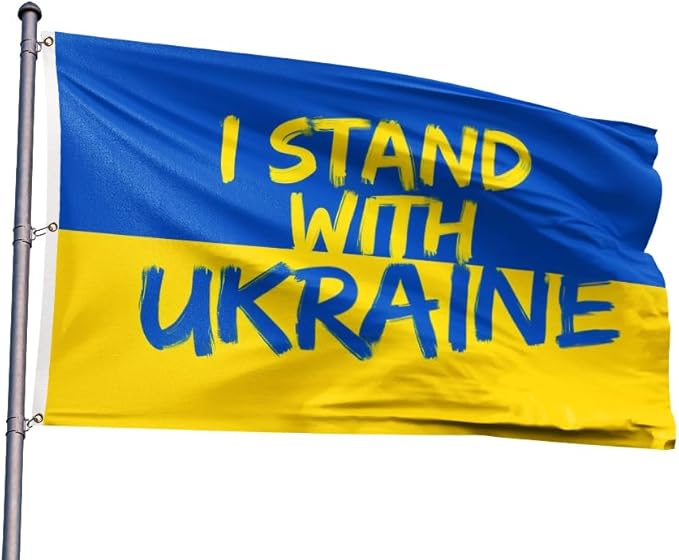 I Stand with Ukraine Flag Extra Large Flag 8x12FT Giant Ukrainian National Polyester Banner With 3 Grommets Fade Resistant Vivid Color For Patriotic Festival Events Party Decoration
