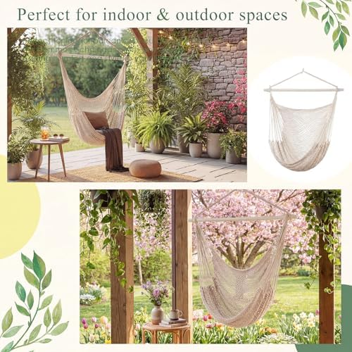 Barydat 2 Pcs Hanging Hammock Chair Boho Swing Chair - Image 6