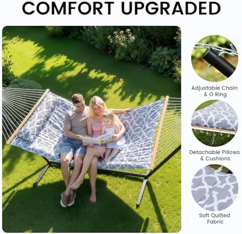 ANAGOO Hammock with Stand, Cotton Rope Hammock with Polyester - Image 3