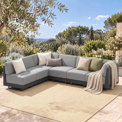 Sophia & William 6PCS HDPE Patio Sectional Furniture Set, 8.7" Gray Cushion by SophiaWilliam