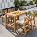 5-Piece Acacia Wood Patio Bar Set, Outdoor Dining Table and Ergonomic Chairs by Kennkari