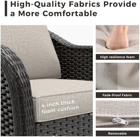 4 Piece Patio Furniture Set, Wicker Outdoor Conversation Set - Image 4