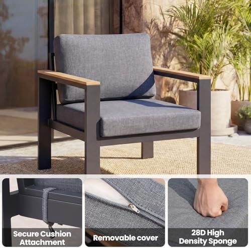 4-Piece Aluminum Patio Furniture Set, Sectional Outdoor Sofa - Image 7