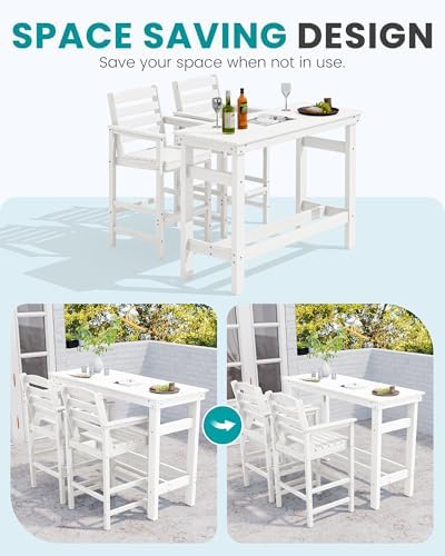 SERWALL Outdoor Bar Set, 2 Adirondack Bar Chairs & Bar Height Table - Image 3