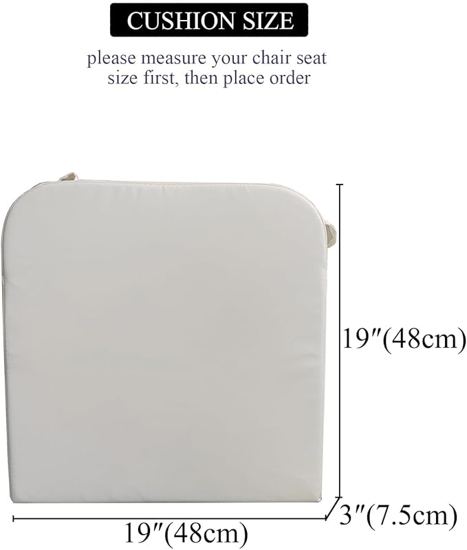 19 x 19 Inch Outdoor Seat Cushions for Patio Furniture with Non Slip and Ties Waterproof & UV Resistant Round Corner Outdoor Chair Cushions Replacement Set of 2, Beige
