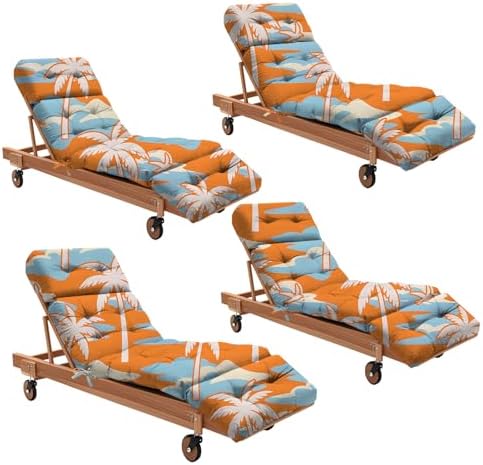 Outdoor Chaise Lounge Chair Cushions Set of 4 Waterproof 75.1x22.8x4.7" 3# by Uthem