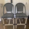 PURPLE LEAF Patio French Counter Stool Set of 2 Champagne Frame Black Woven by PURPLELEAF