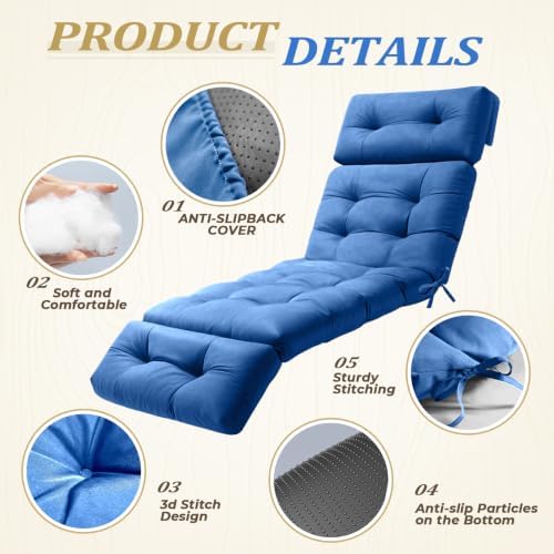 Chaise Lounge Cushion Outdoor, 74.4" x 22" Waterproof - Image 4