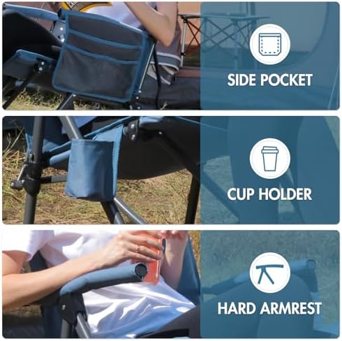 Portal Oversized Folding Rocking Camping Chair Portable Outdoor 400 lb Blue - Image 6