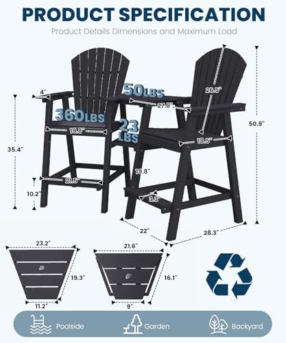 Tall Adirondack Chairs Set of 2 - Image 3