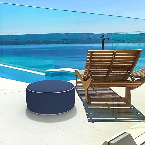 LVTXIII Outdoor/Indoor Inflatable Ottoman, All Weather Water-Repellent Round - Image 2