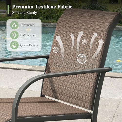 7 Pieces Outdoor Dining Set, Stackable Textilene Paito Chairs & 47.1" Round - Image 2