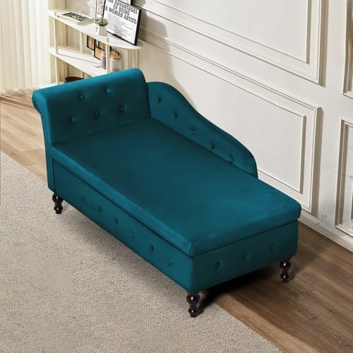 Velvet Chaise Lounge w/Left Armrest & Storage Space - Image 3