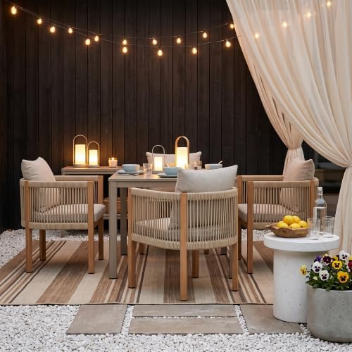 Patio Dining Chairs Set of 4, Rope Rattan Outdoor Dining Chairs by DAYARUS