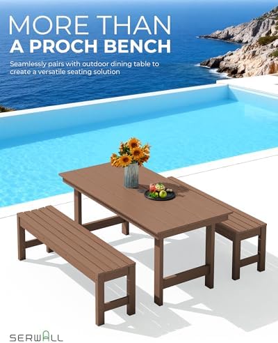 SERWALL 47 Inches Backless Outdoor Bench - Image 5