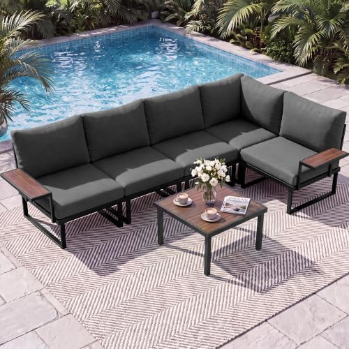 6PC L Shaped Outdoor Sectional Sofa Set - Image 2