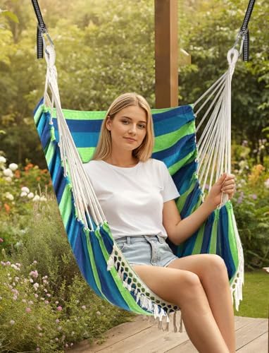 Chihee Hammock Chair with Strong Webbing Straps Hooks Suspension 2 Cushions - Image 2