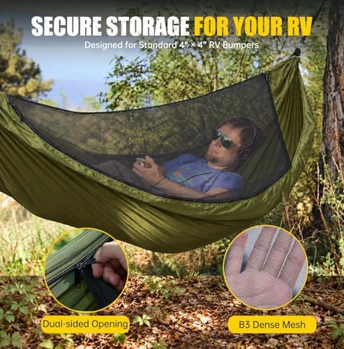Camping Hammock with Detachable Mosquito Net, 500 Lbs Double Hammock - Image 2
